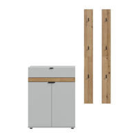 GARDEROBE 3-teilig  in 150/194/37 cm  - Eiche dunkel/Grau, Design, Holzwerkstoff (150/194/37cm) - Livetastic