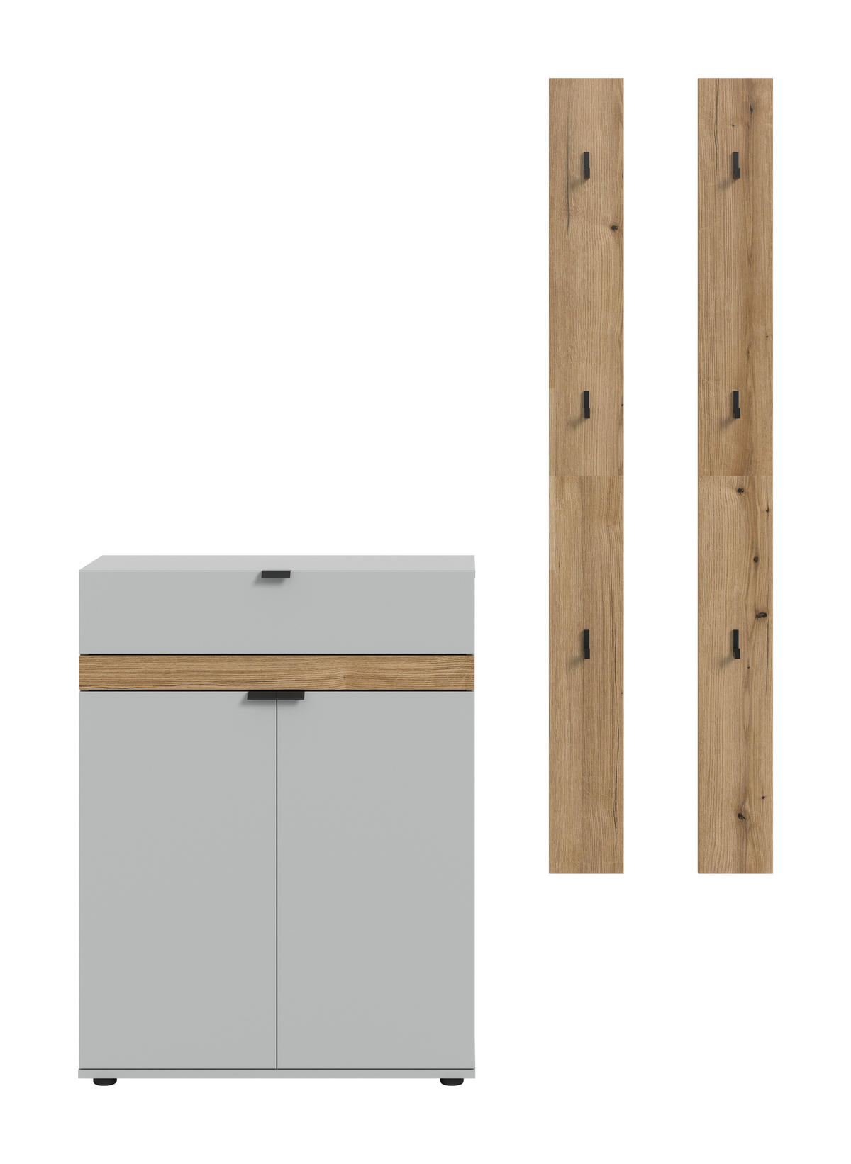GARDEROBE 3-teilig  in 150/194/37 cm  - Eiche dunkel/Grau, Design, Holzwerkstoff (150/194/37cm) - Livetastic