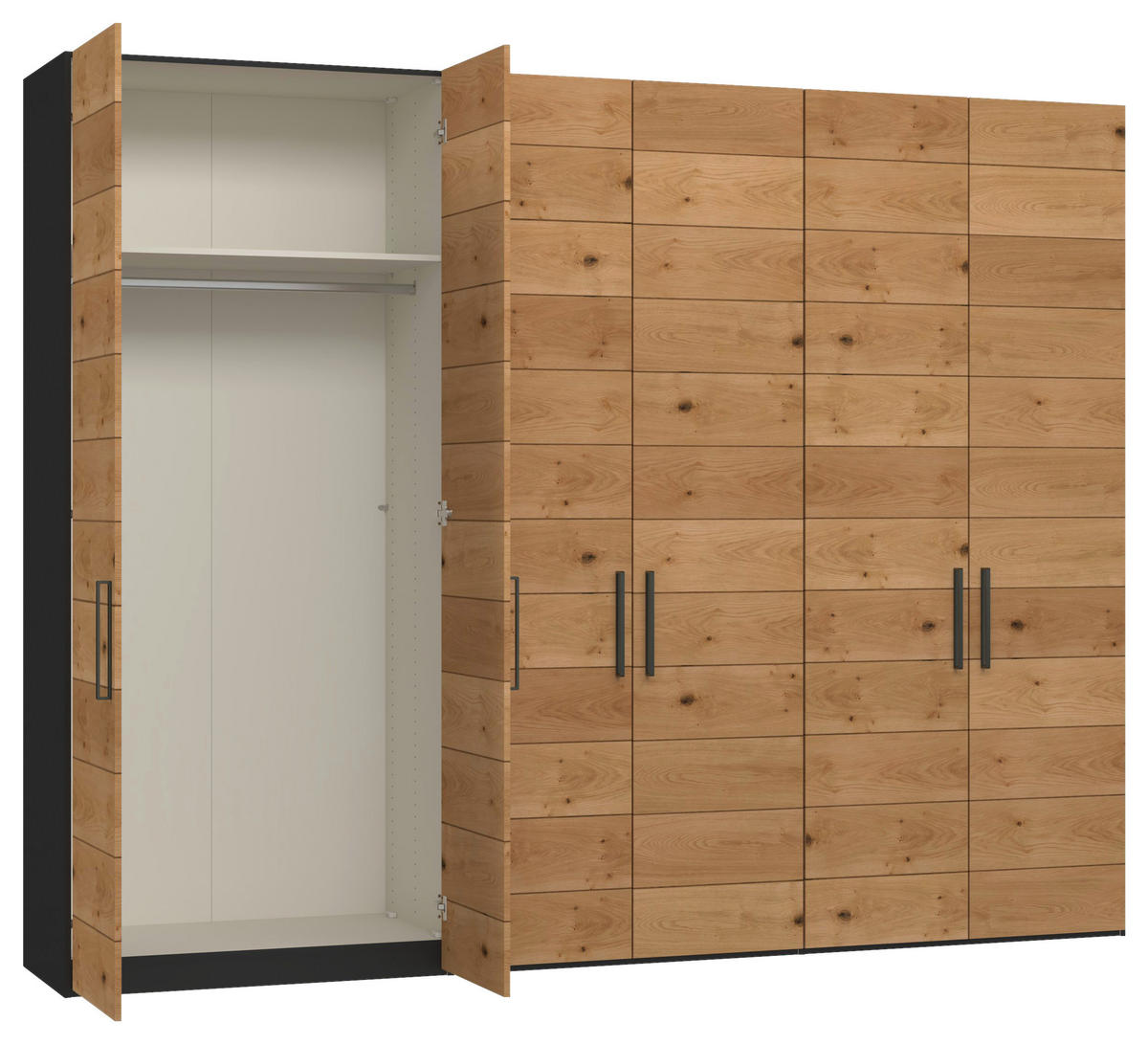 DREHTÜRENSCHRANK 303/220/59 cm,  in Schwarz, Wildeiche, 6-türig  - Wildeiche/Titanfarben, Design, Holz/Holzwerkstoff (303/220/59cm) - Jutzler