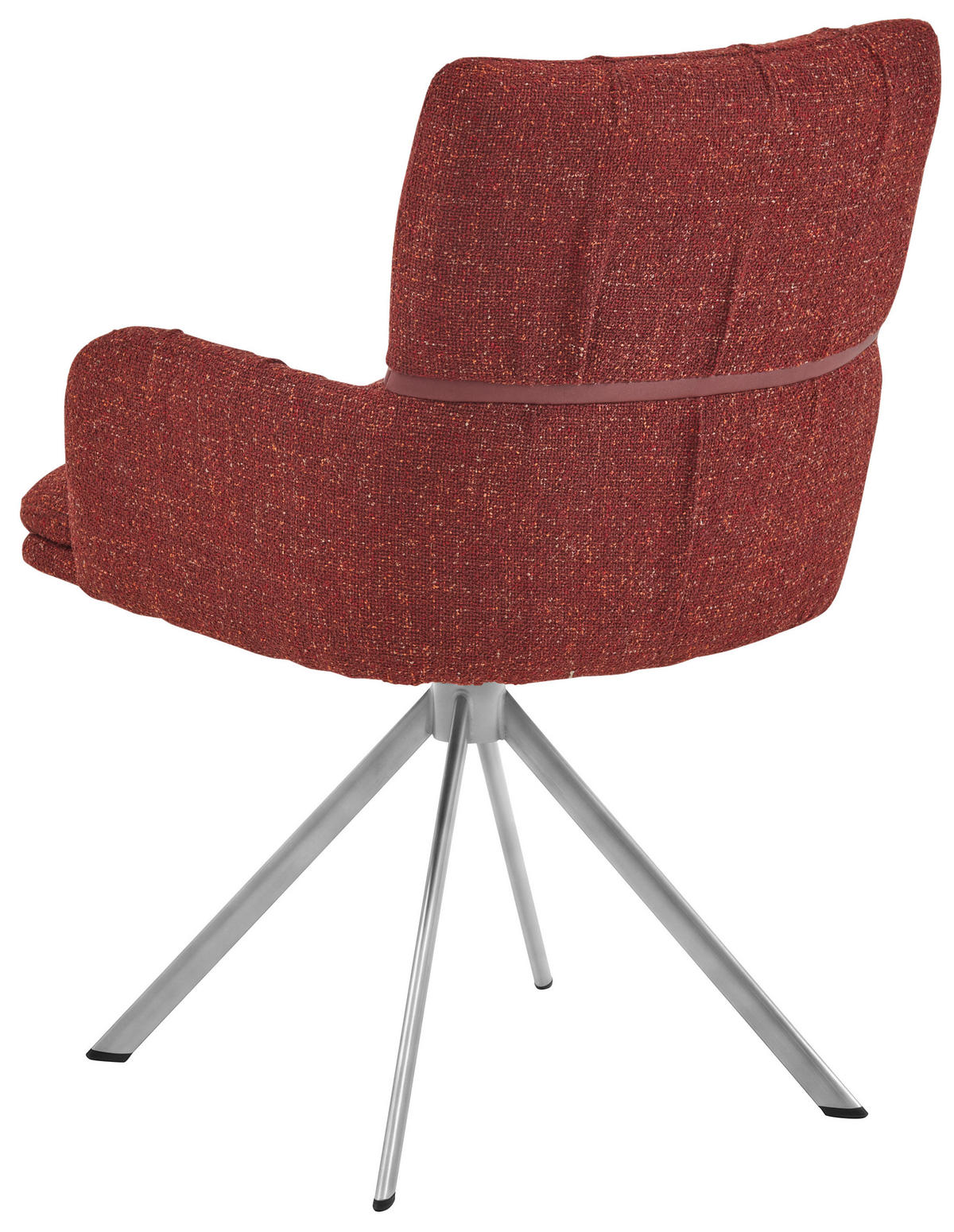 ARMLEHNSTUHL  Typenauswahl, Sitzfläche 360° drehbar, inklusive Armlehnen, Gestellauswahl, automatische Rückholfunktion Mikrofaser  Dunkelrot  - Edelstahlfarben/Silberfarben, Design, Textil/Metall (61/86/63cm) - Valdera