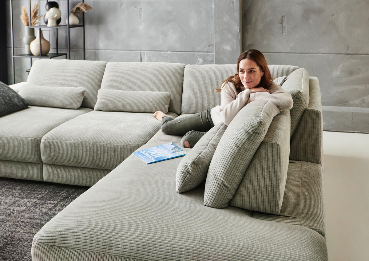 ECKSOFA in Chenille, Jacquard Silberfarben  - Silberfarben/Schwarz, Design, Kunststoff/Textil (316/242cm) - Niels Andersson