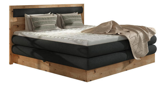 BOXSPRINGBETT 180/200 cm in Anthrazit, Eichefarben - Eichefarben/Anthrazit, Natur, Holz/Holzwerkstoff (180/200cm) - Valnatura