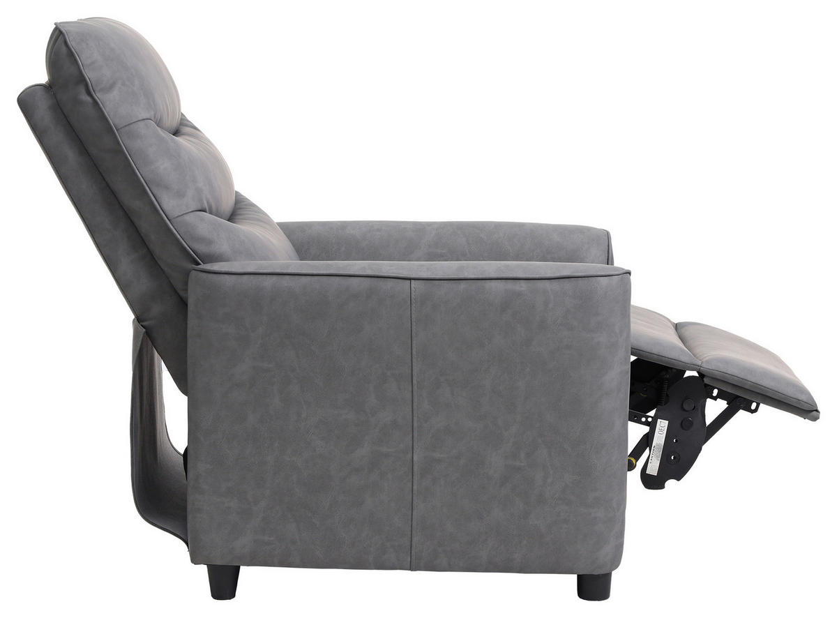 FERNSEHSESSEL in Lederlook Grau  - Schwarz/Grau, Konventionell, Textil/Metall (76/105/88cm) - MID.YOU