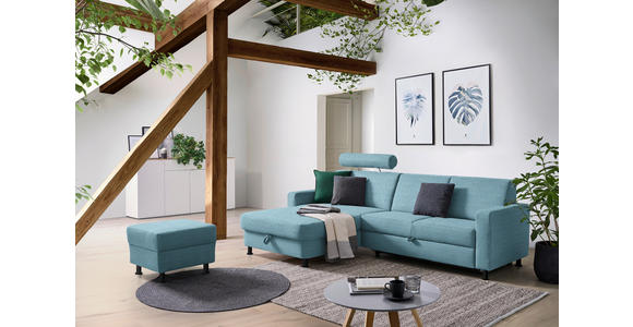 ECKSOFA  in Webstoff Hellblau  165/257 cm  - Schwarz/Hellblau, Design, Kunststoff/Textil (165/257cm) - Xora