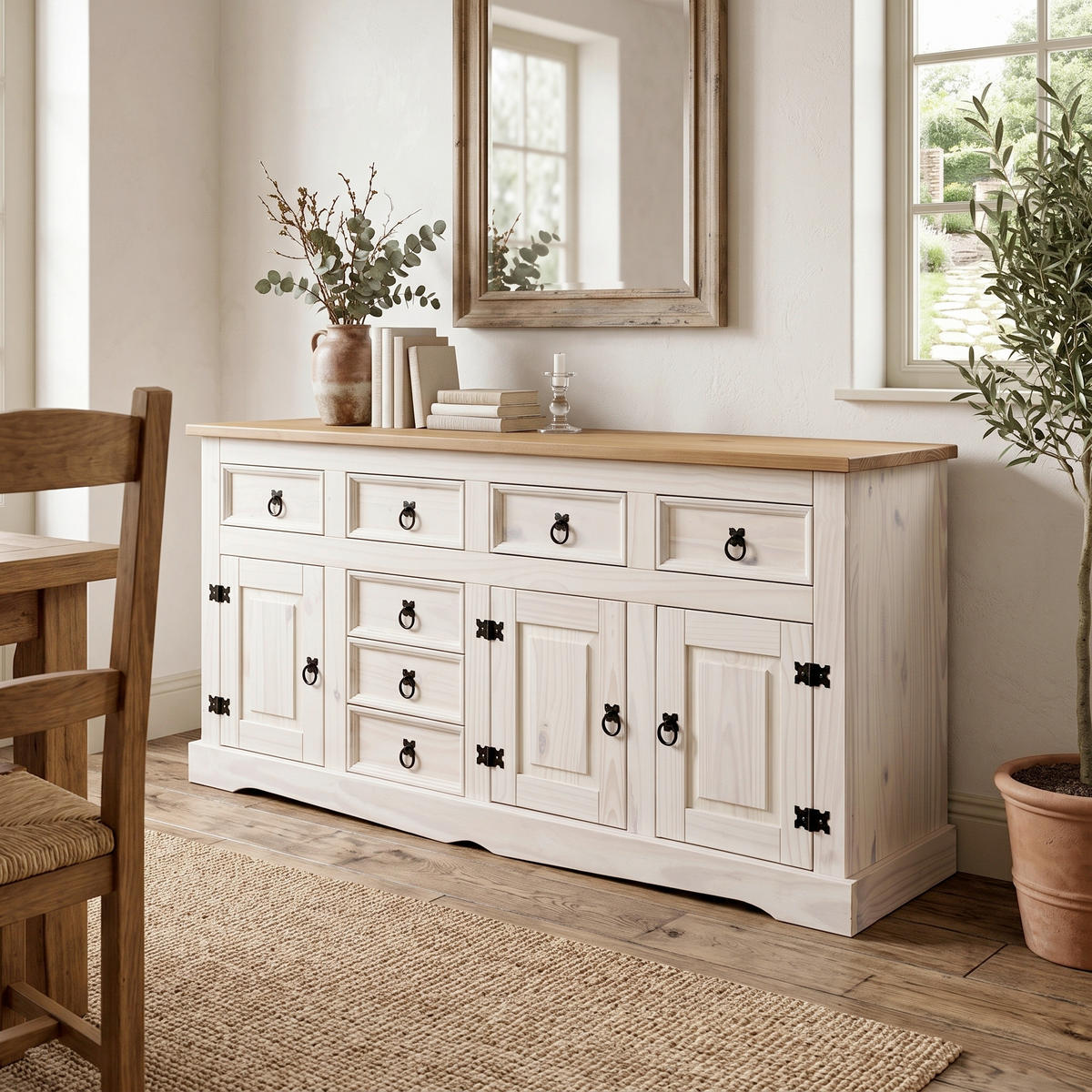 SIDEBOARD  174/84/44 cm 7 Schublade(n)  - Schwarz/Weiß, Design, Holz/Metall (174/84/44cm) - MID.YOU