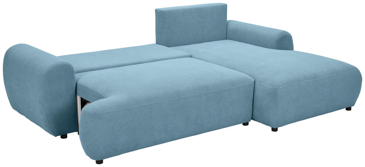 ECKSOFA in Webstoff Blau  - Blau/Schwarz, Modern, Kunststoff/Textil (265/175cm) - MID.YOU