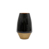 VÁZA, kov, 25 cm  - čierna/zlatá, Basics, kov (16/16/25cm)