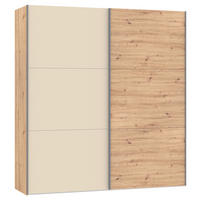 SCHWEBETÜRENSCHRANK 203/220/65 cm 2-türig Kaschmir, Eiche Artisan  - Kaschmir/Silberfarben, Design, Holzwerkstoff/Metall (203/220/65cm) - Jutzler