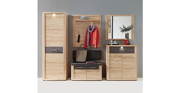 KOMMODE 90/105/42 cm - Dunkelgrau/Buchefarben, KONVENTIONELL, Holzwerkstoff/Metall (90/105/42cm) - Voleo