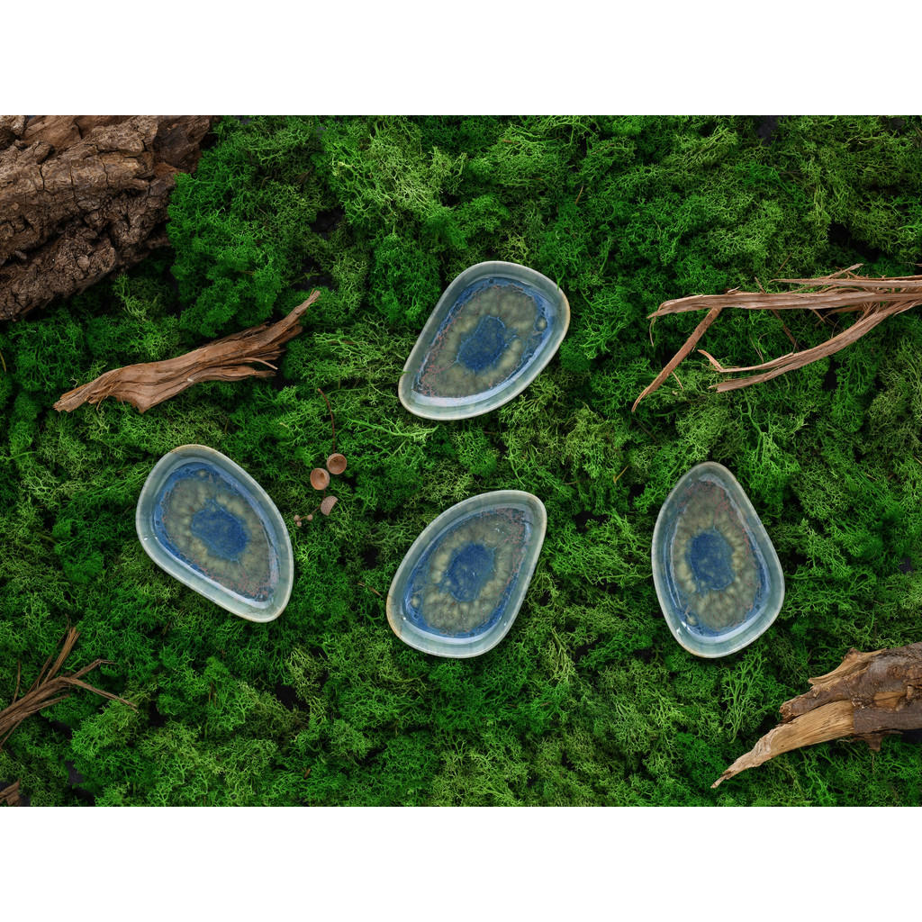 Thumbnail - Creatable Schale Yuki, Blau, Grün, Keramik, 4-teilig, organisch, 14.7x2.5x9.5 cm, lebensmittelecht, Essen & Trinken, Ges...