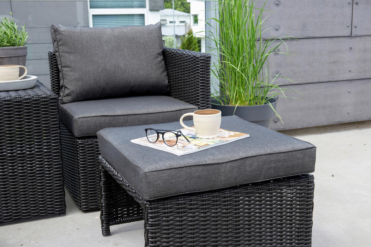 GARTENSET Stahl  - Schwarz/Grau, KONVENTIONELL, Kunststoff/Metall - Gardenson