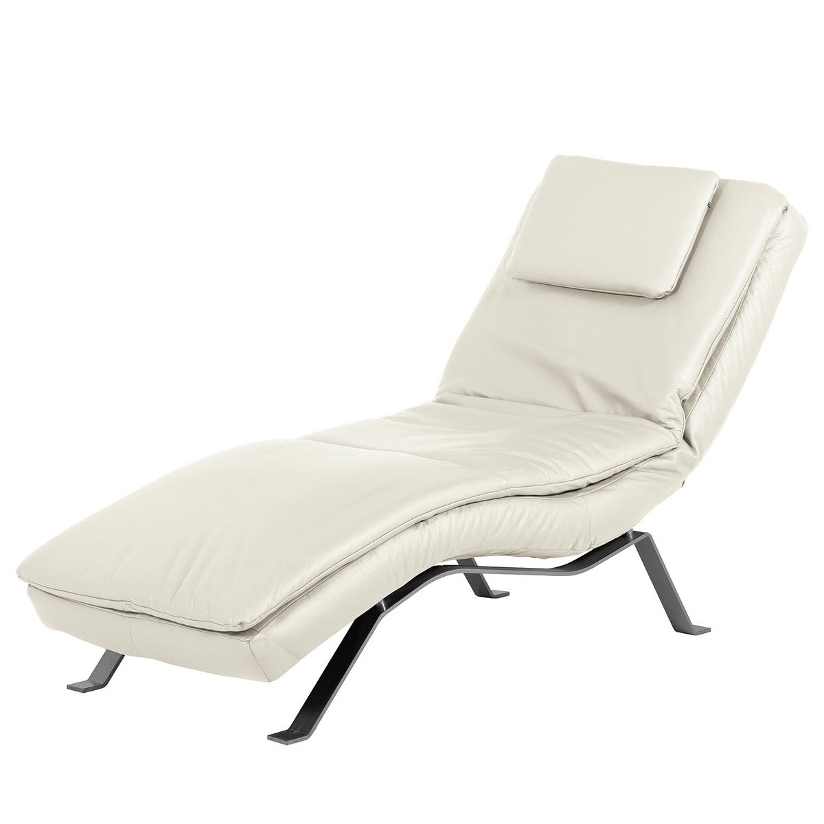 RELAXLIEGE in Echtleder Weiß  - Silberfarben/Weiß, Design, Leder/Metall (65/95/171cm) - Celina Home