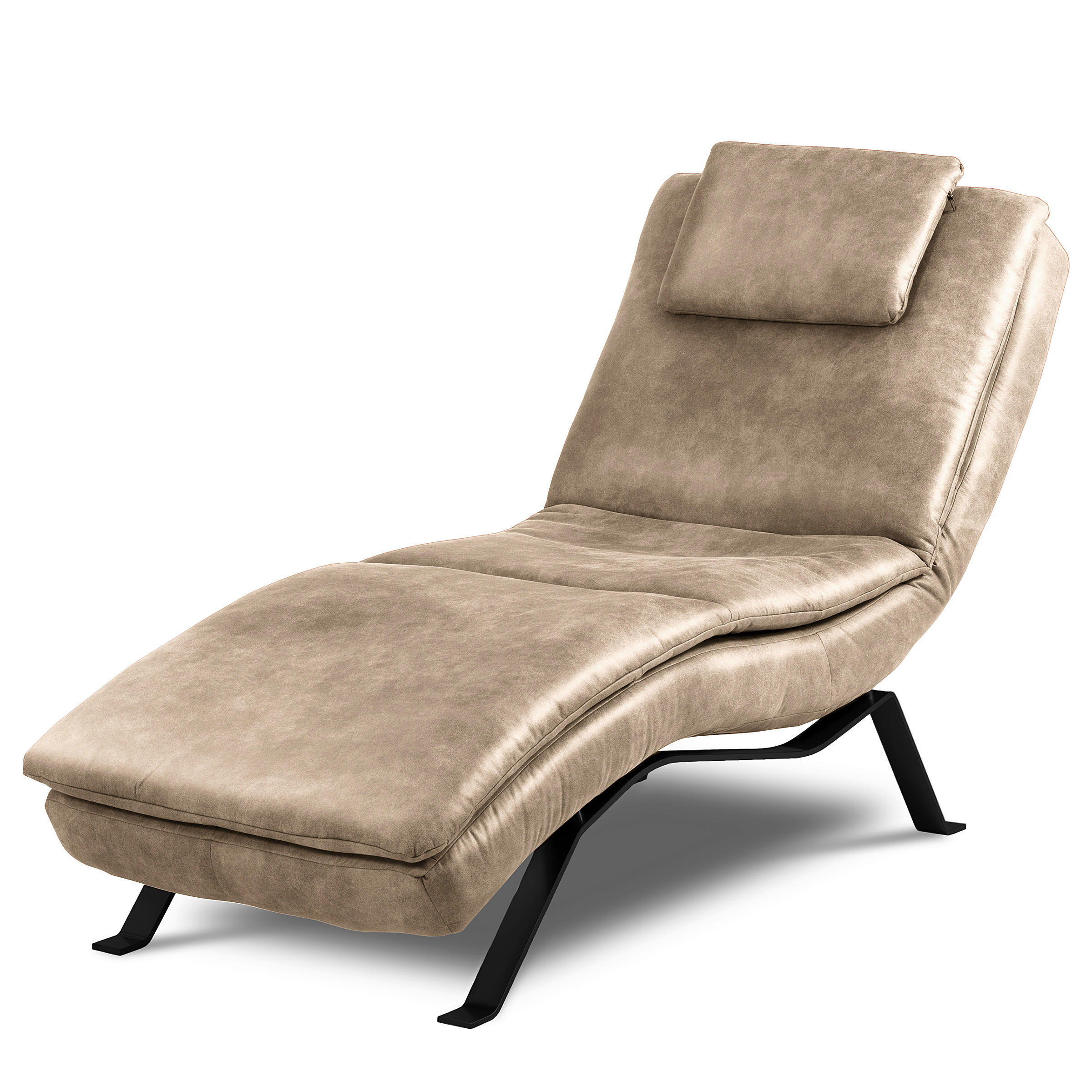 RELAXLIEGE Echtleder Creme  - Creme/Schwarz, Design, Leder/Metall (65/95/171cm) - Celina Home