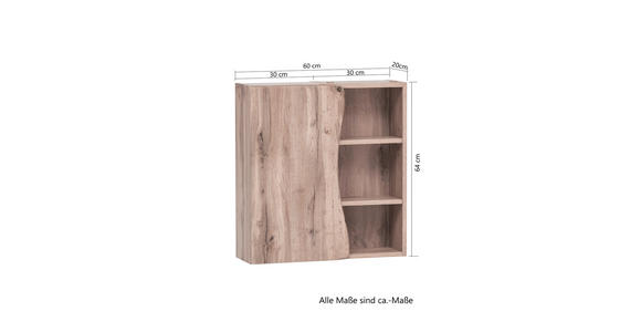 HÄNGESCHRANK 60/64/20 cm  - Eiche Wotan, Natur, Holzwerkstoff (60/64/20cm) - Xora