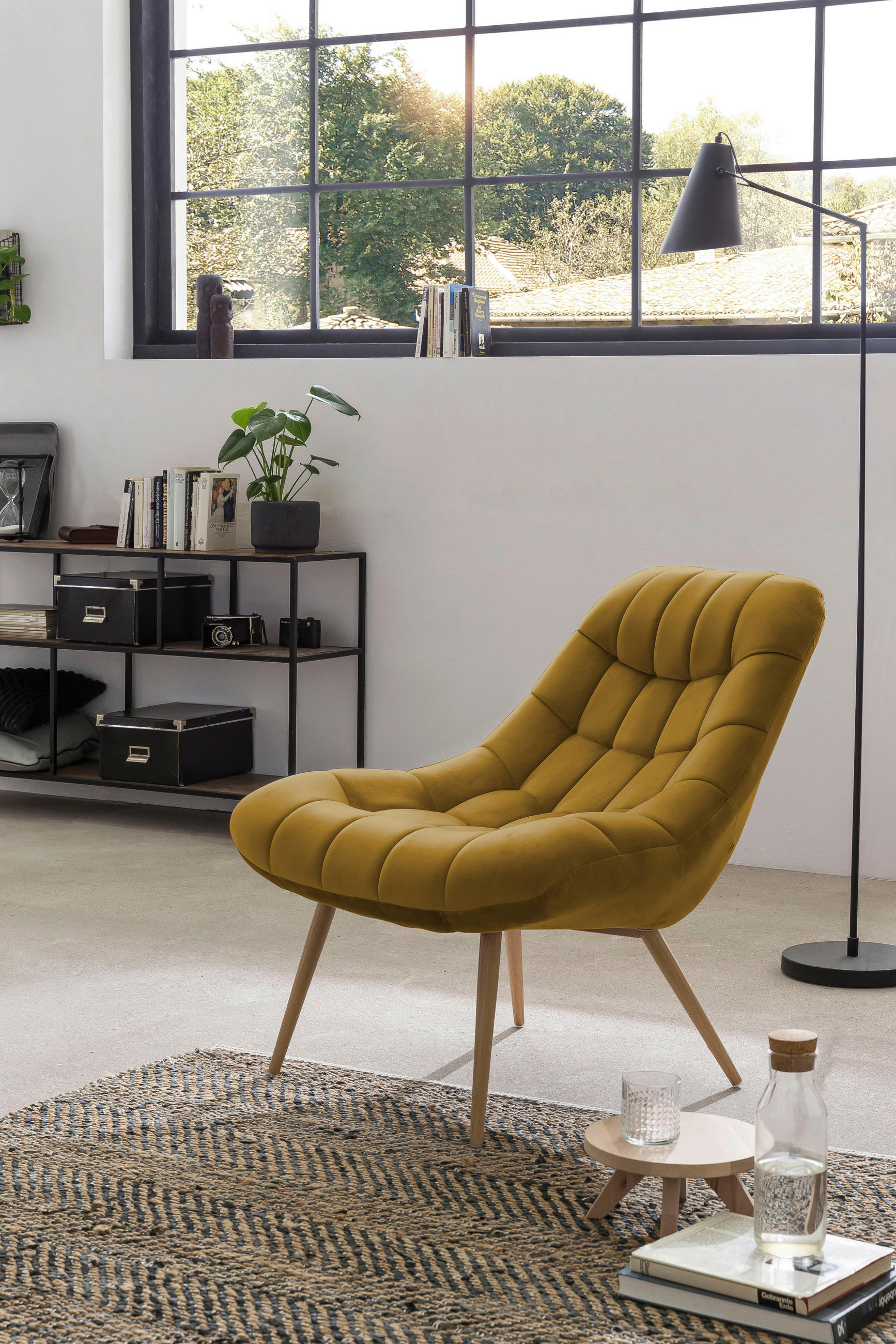 XXL-SESSEL - Gelb/Naturfarben, MODERN, Textil/Metall (76/85,6/85,6cm) - Livetastic