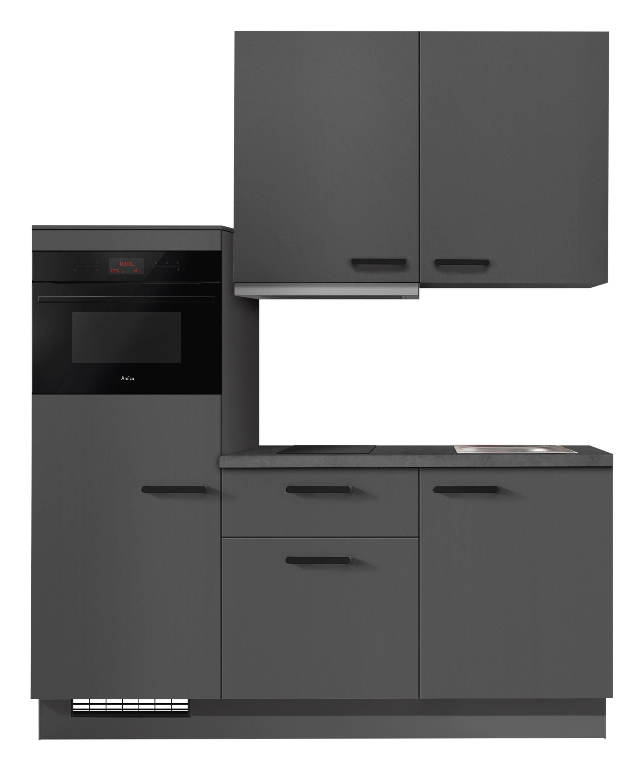 KÜCHENBLOCK 180 cm   in Graphitfarben  - Schieferfarben/Schwarz, Basics, Holzwerkstoff/Metall (180cm) - Impuls