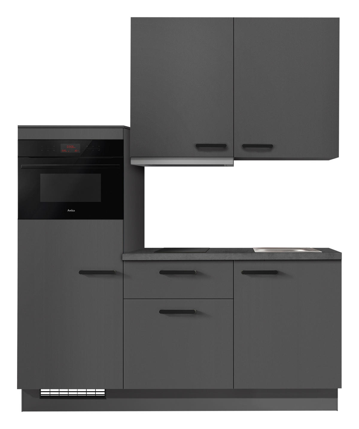 KÜCHENBLOCK 180 cm   in Graphitfarben  - Schieferfarben/Schwarz, Basics, Holzwerkstoff/Metall (180cm) - Impuls