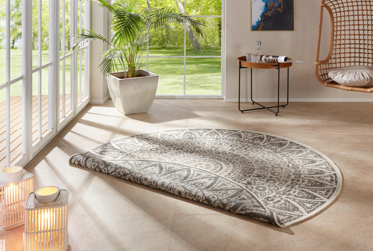 FLACHWEBETEPPICH 140 cm Nora Creme, Grau  - Creme/Grau, Design, Kunststoff (140cm)