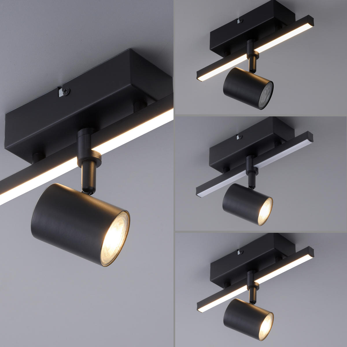 LED-STRAHLER BARIK   - Schwarz, Design, Metall (25,5cm) - Paul Neuhaus
