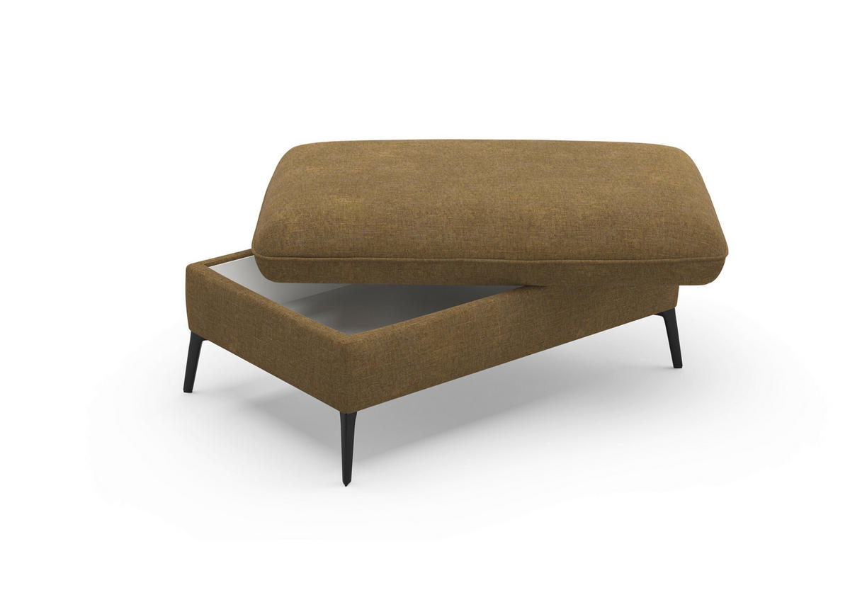 HOCKER Flachgewebe Olivgrün  - Creme/Schwarz, KONVENTIONELL, Textil/Metall (104/47/69cm) - Sit & More