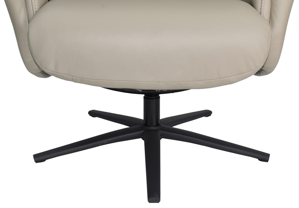 RELAXSESSELSET RELAVO Lederlook Echtleder Hocker    - Schwarz/Grau, Design, Leder/Textil (72/109/86/111/81cm) - Livetastic