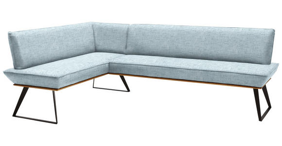 ECKBANK 163/223 cm Webstoff Schwarz, Eichefarben, Hellblau Eiche massiv Metall - Eichefarben/Schwarz, Design, Holz/Textil (163/223cm) - Voleo