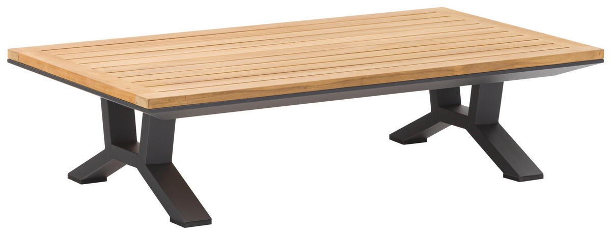 LOUNGEGARNITUR Teakholz massiv Aluminium  - Anthrazit/Naturfarben, Design, Holz/Textil (172/97/25cm) - Amatio