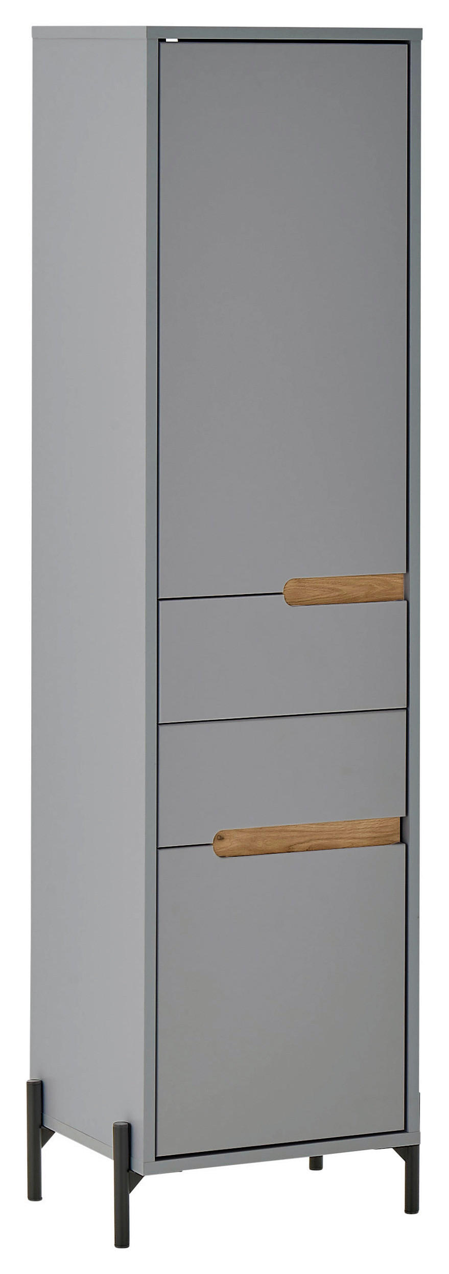 HOCHSCHRANK 40/155/35 cm  - Eichefarben/Hellgrau, Basics, Holzwerkstoff/Metall (40/155/35cm) - MID.YOU