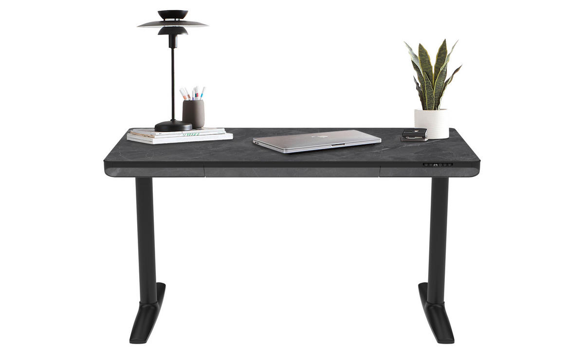 SKRIVBORD 140/70/73-118 cm  i svart  - svart, Design, metall/trämaterial (140/70/73-118cm) - Novel