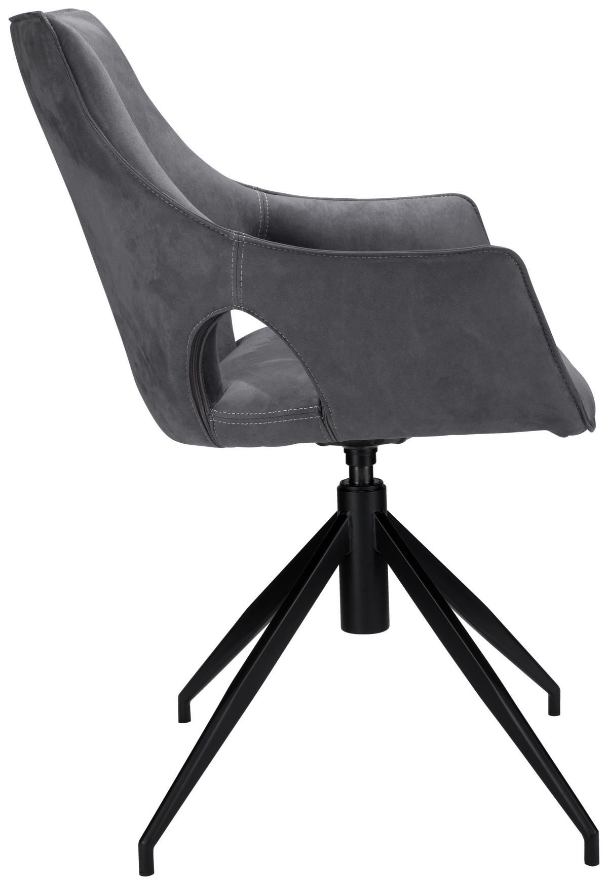 STOL järn mikrofiber  - mörkgrå/svart, Design, metall/textil (59/87/61cm) - Novel