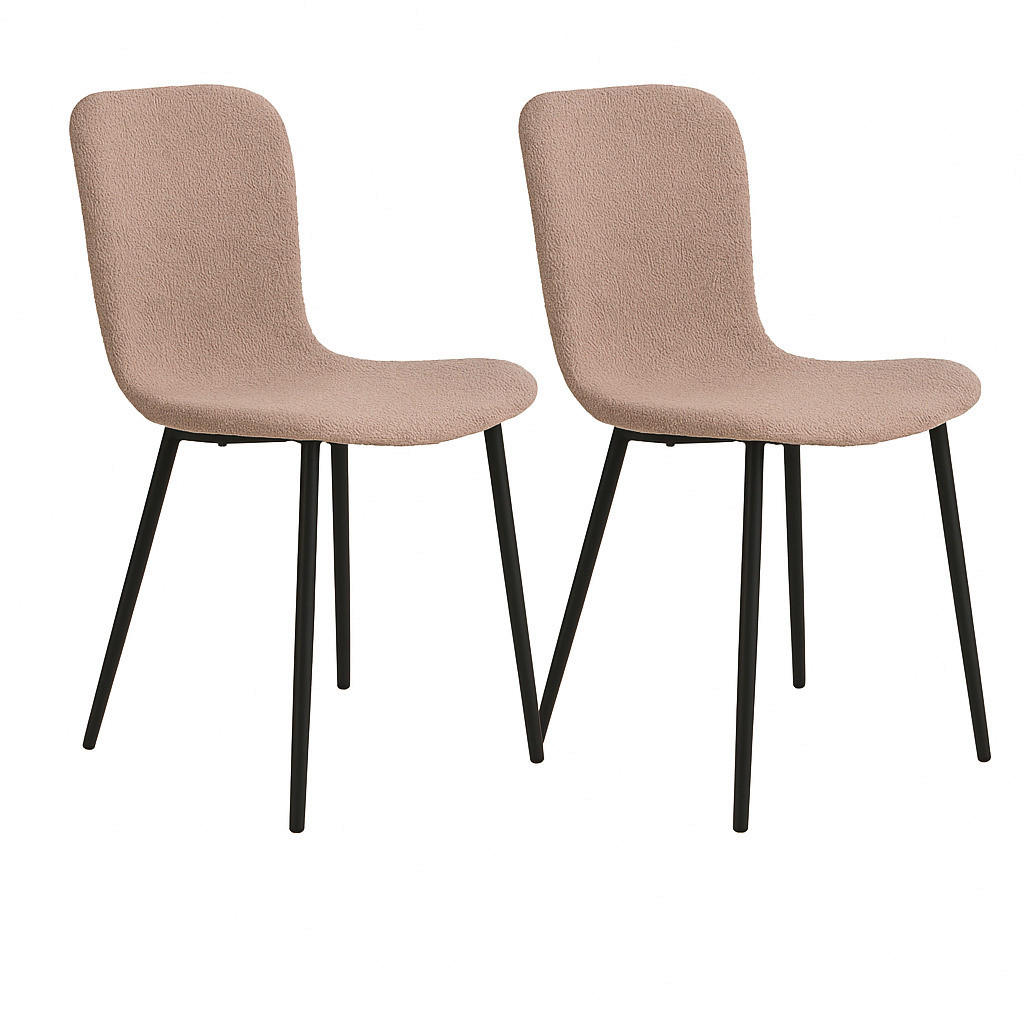 STUHL-SET 2 Stück  in Bouclé  - Beige/Schwarz, MODERN, Textil/Metall (44/81/52cm) - MID.YOU