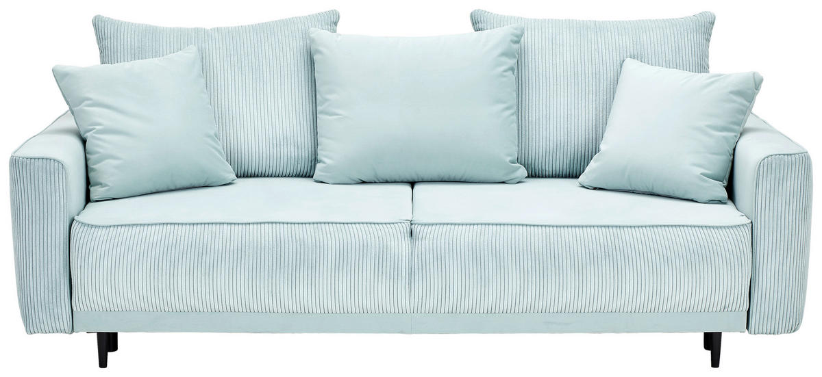 SCHLAFSOFA in Cord, Samt Mintgrün  - Schwarz/Mintgrün, MODERN, Holz/Textil (232/96/112cm) - MID.YOU