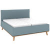 POLSTERBETT 180/200 cm,  in Blau, Matratze, Lattenrost, Bettkasten, unterschiedliche Matratzenhärtegrade je Bettseite, H2 + H3 = mittel + fest  - Blau/Eichefarben, Design, Holz/Textil (180/200cm) - Musterring