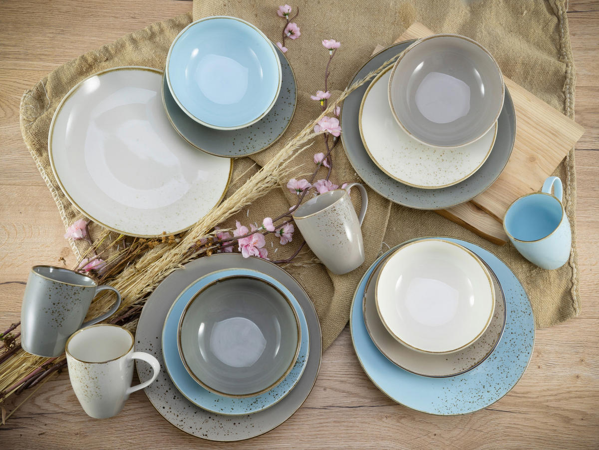 KOMBINOVANÝ SERVIS, 16-dielne, kamenina - viacfarebná, Trend, keramika - Creatable