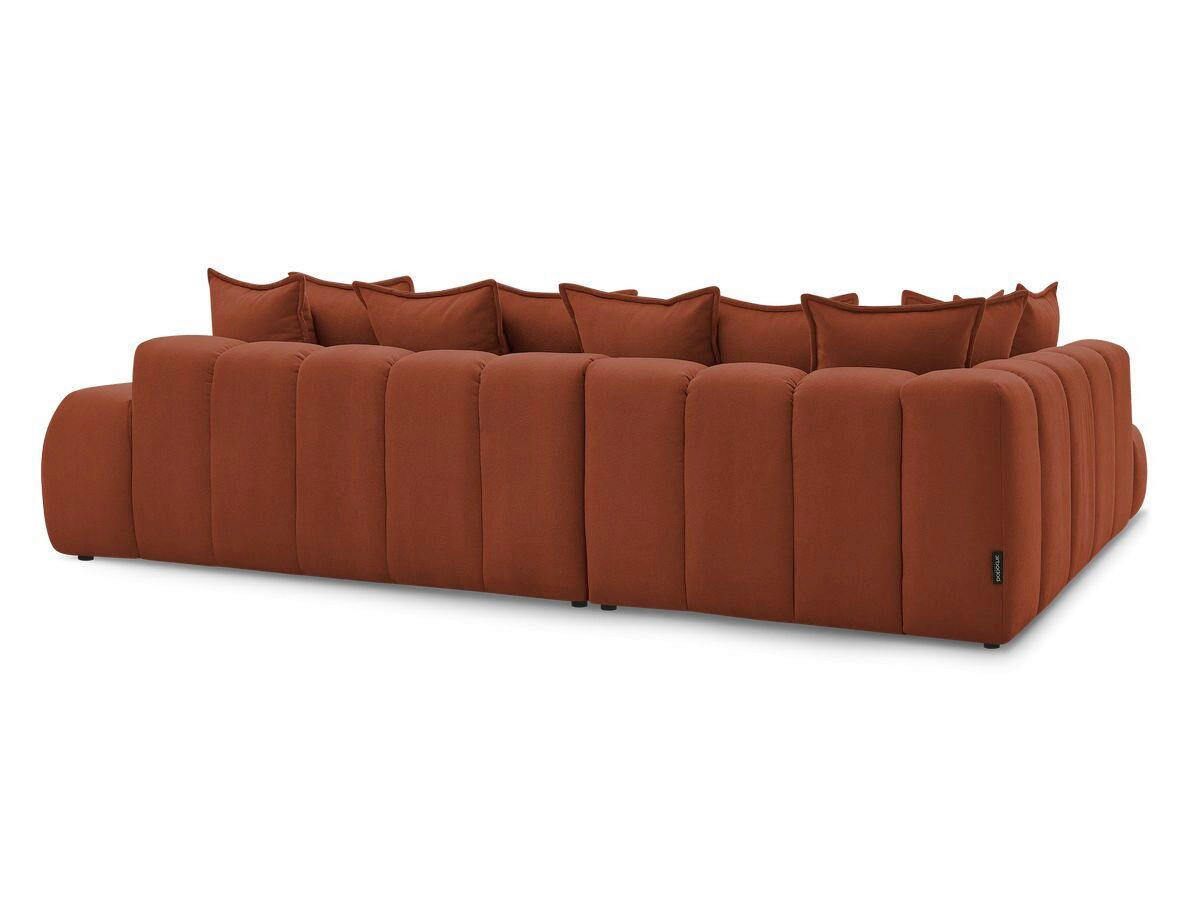 ECKSOFA Ottomane links  EVEREST Orange Struktur  - Schwarz/Orange, MODERN, Kunststoff/Textil (210/352cm) - Livetastic
