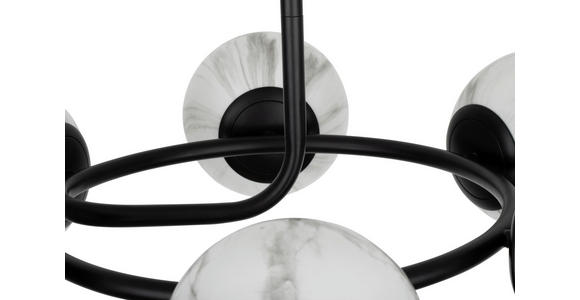 DECKENLEUCHTE Sirius 67/44 cm  - Schwarz/Weiß, Design, Glas (67/44cm) - Dieter Knoll