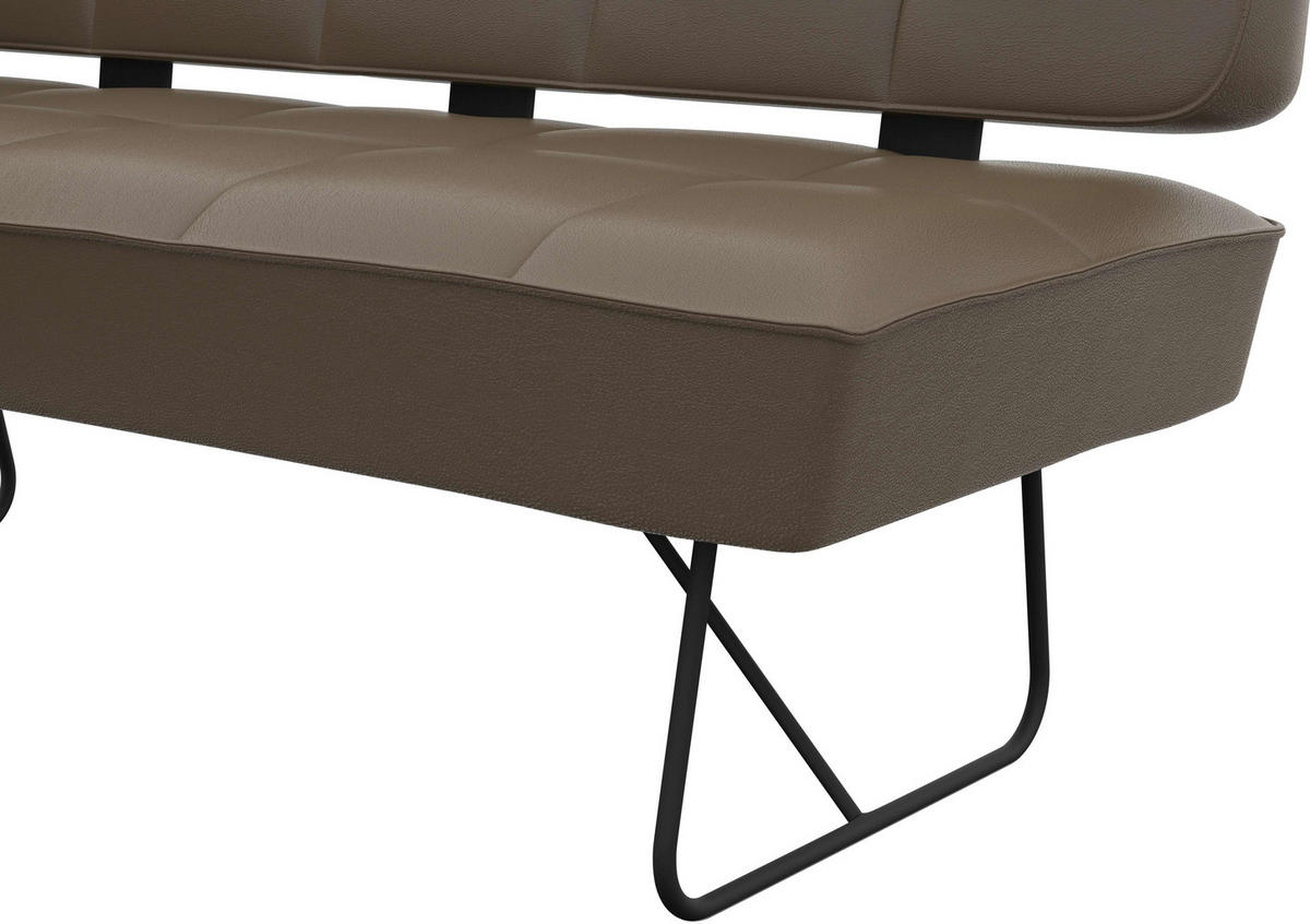 ECKBANK 165/207 cm Echtleder Grau   - Schwarz/Grau, Design, Leder/Metall (165/207cm) - Moderano