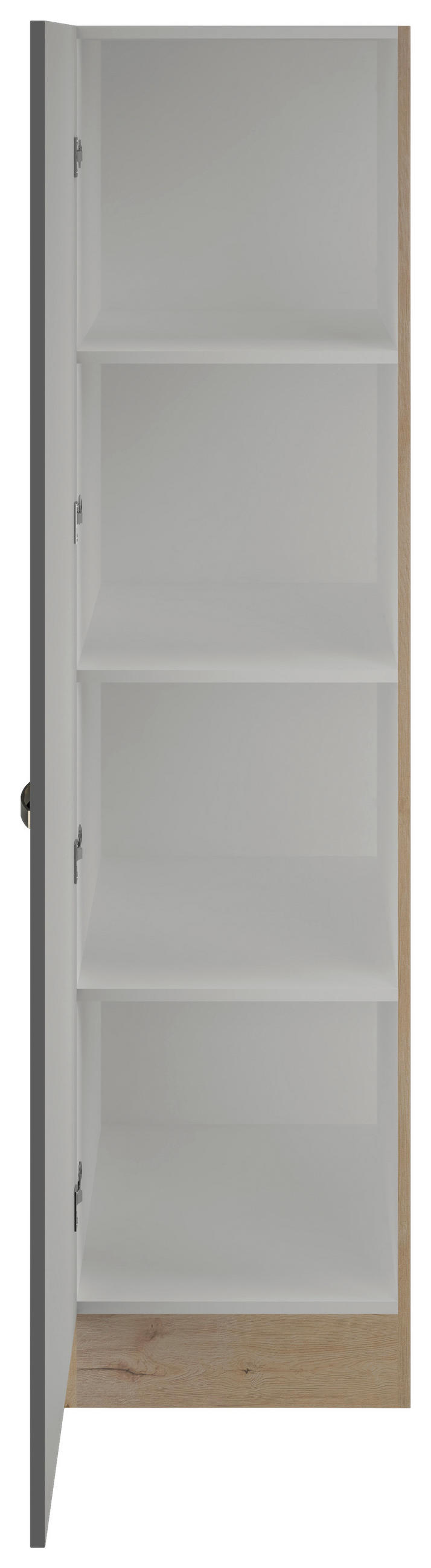 GESCHIRRSCHRANK 50/200/57 cm  in Eiche San Remo, Dunkelgrau  - Edelstahlfarben/Dunkelgrau, MODERN, Holzwerkstoff/Metall (50/200/57cm) - FlexWell