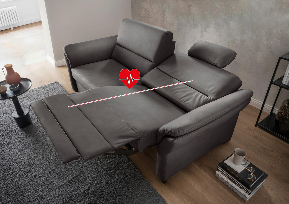 3-SITZER-SOFA in Lederlook Anthrazit  - Anthrazit/Schwarz, Modern, Holz/Textil (192/90/89cm) - Livetastic