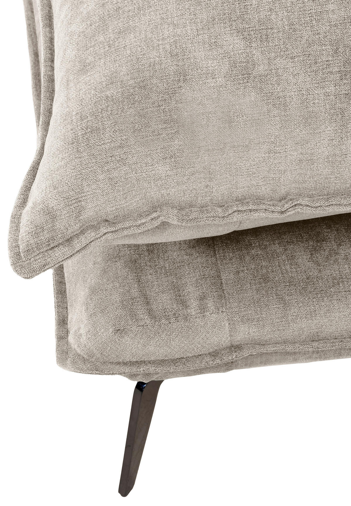 ECKSOFA in Webstoff Beige  - Beige/Schwarz, Design, Textil/Metall (338/165cm) - Livetastic