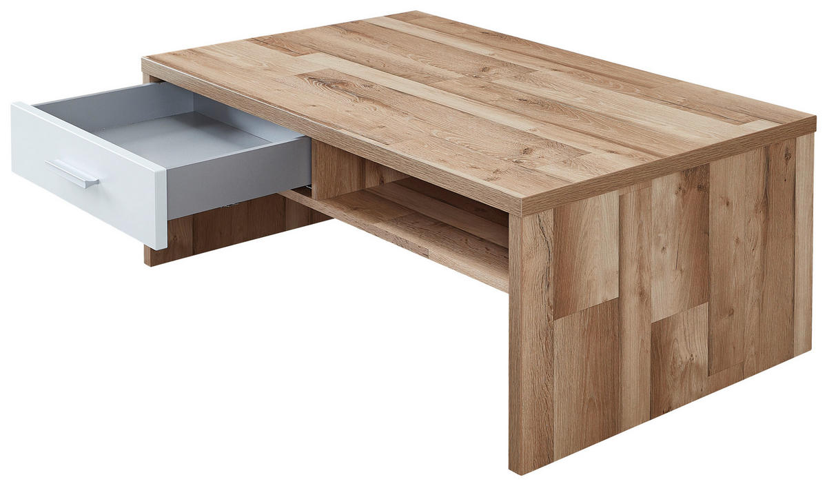 COUCHTISCH rechteckig Eichefarben  - Chromfarben/Eichefarben, Design, Holzwerkstoff/Kunststoff (110/40/65cm) - Livetastic