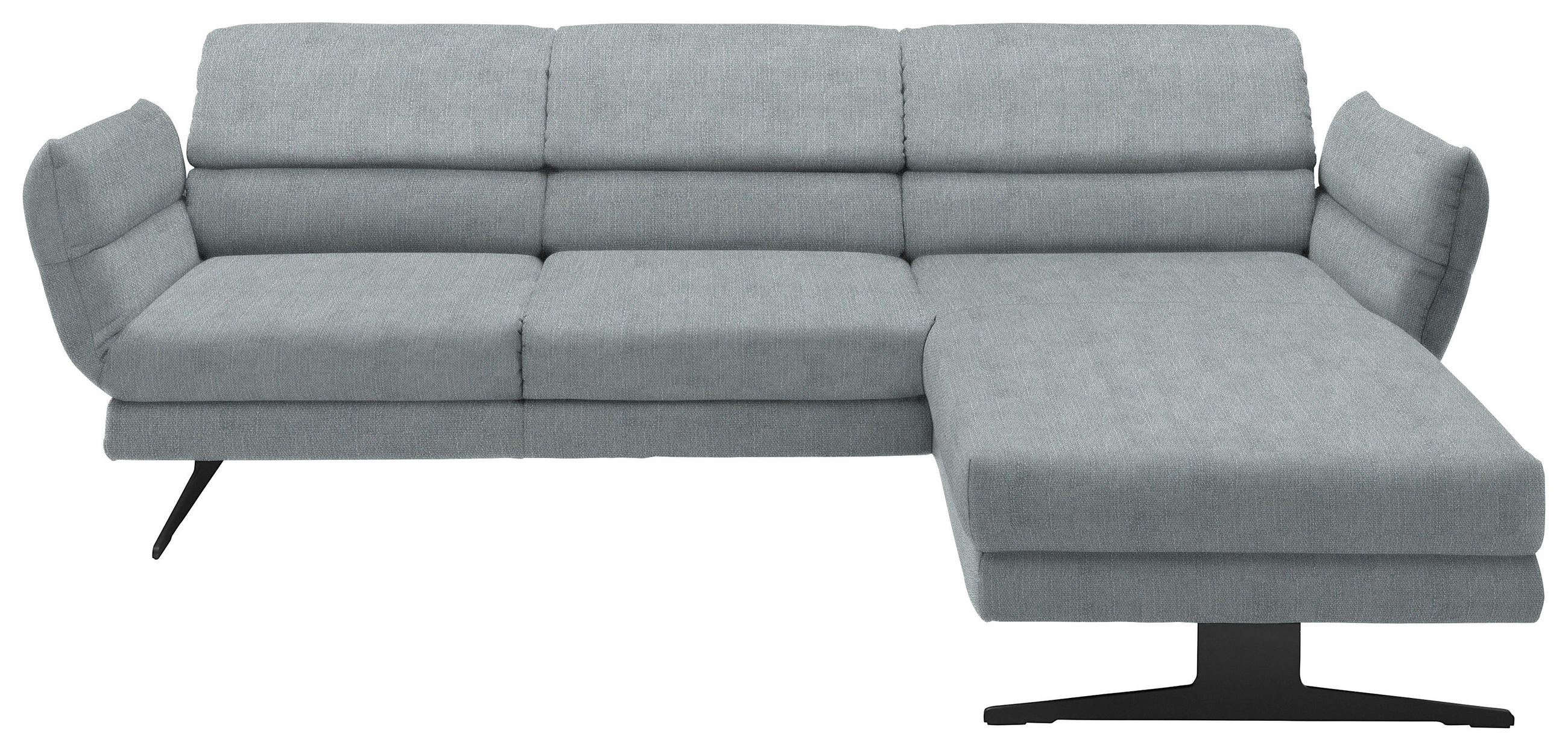 ECKSOFA in Flachgewebe Hellblau  - Schwarz/Hellblau, Design, Textil/Metall (279-327/176-217cm) - Dieter Knoll