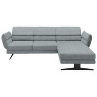 ECKSOFA in Flachgewebe Hellblau  - Schwarz/Hellblau, Design, Textil/Metall (279-327/176-217cm) - Dieter Knoll