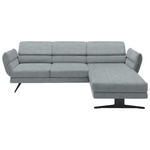ECKSOFA in Flachgewebe Hellblau  279-327/176-217 cm  - Schwarz/Hellblau, Design, Textil/Metall (279-327/176-217cm) - Dieter Knoll