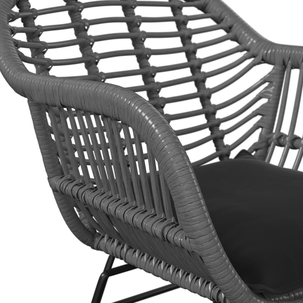 GARTENSESSEL Eisen Anthrazit, Schwarz, Dunkelgrau  - Dunkelgrau/Anthrazit, KONVENTIONELL, Kunststoff/Textil (56/80/60cm) - Ambia Garden