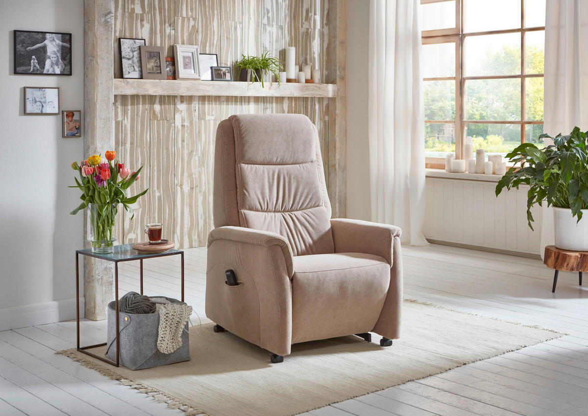 FERNSEHSESSEL in Mikrofaser Beige  - Beige/Schwarz, KONVENTIONELL, Kunststoff/Textil (70/105/88cm) - Valdera