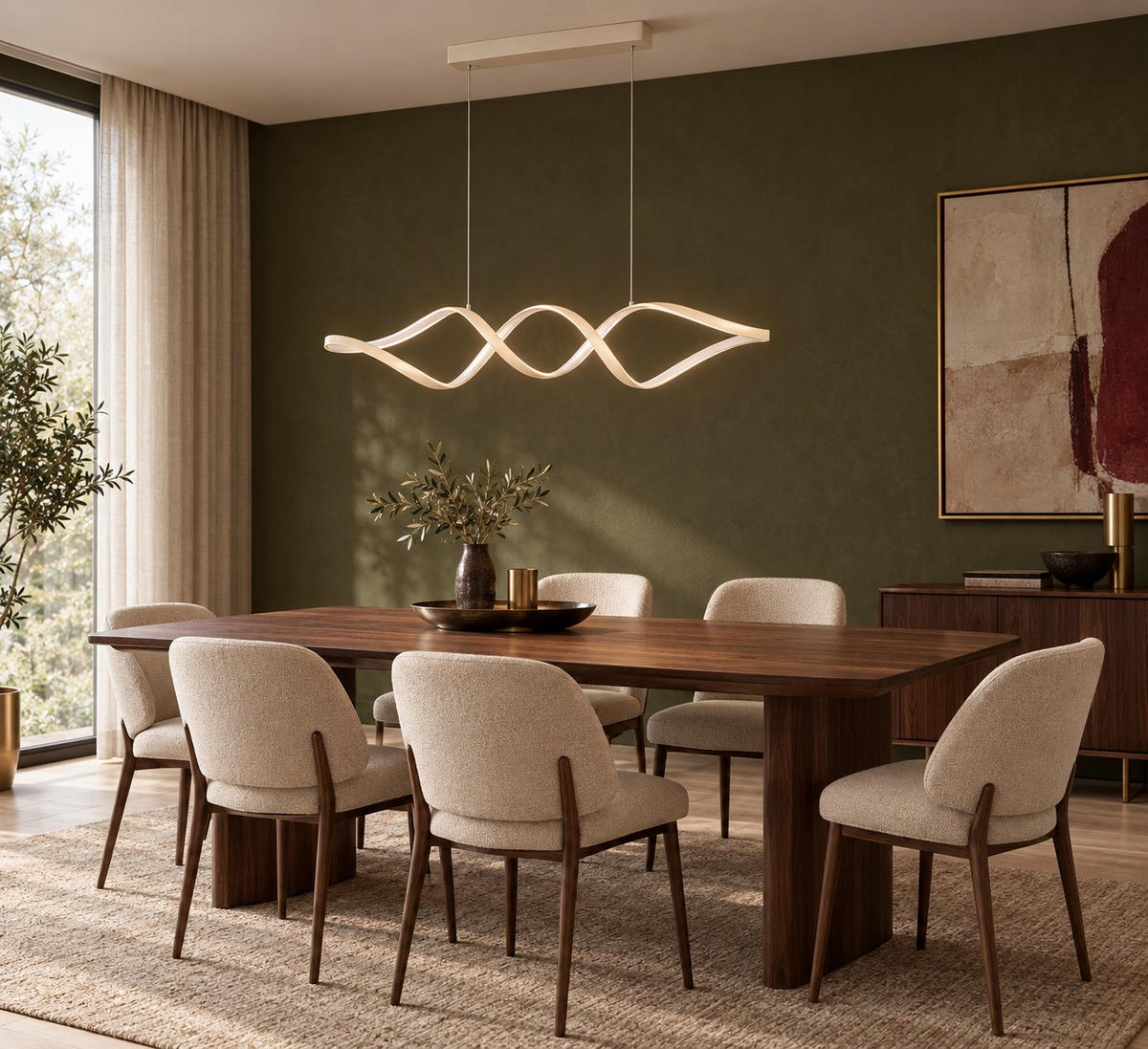 Lampă Suspendată Cu Led 100/22/120 cm  - nisipiu, Design, plastic/metal (100/22/120cm) - Novel