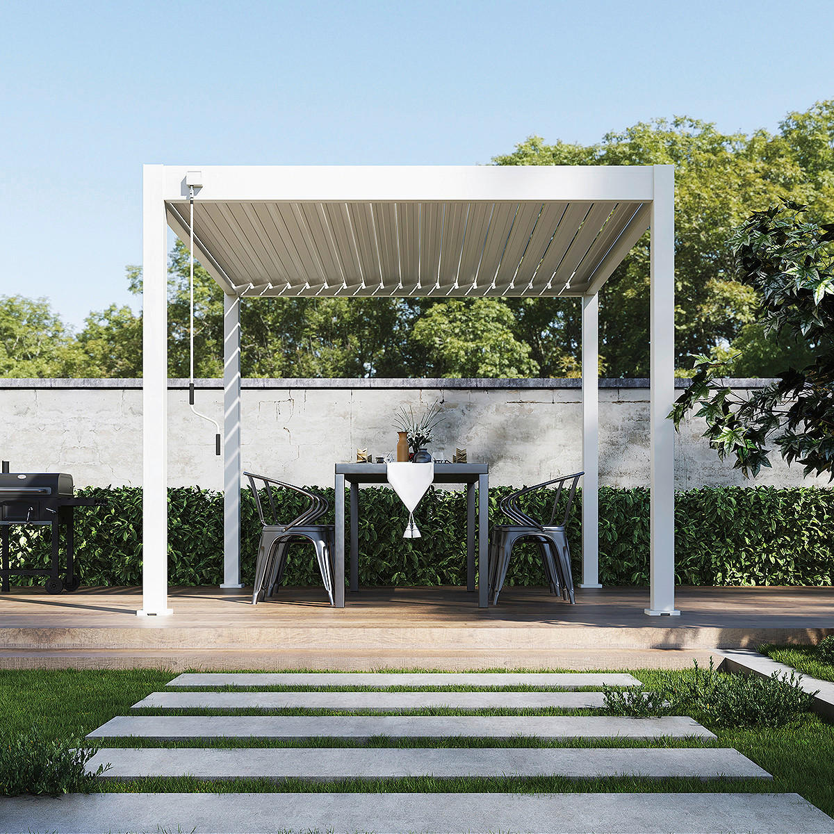 PERGOLA 300/255/300 cm   - Weiß Hochglanz, Basics, Metall (300/255/300cm) - Gardenson