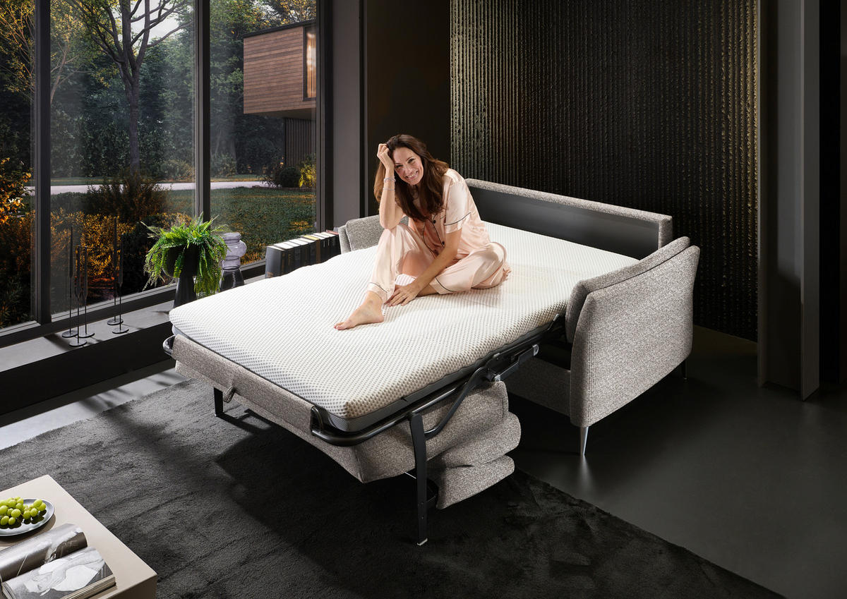 SCHLAFSOFA Webstoff Hellgrau  - Hellgrau/Schwarz, KONVENTIONELL, Textil/Metall (222/87/100cm) - Dieter Knoll