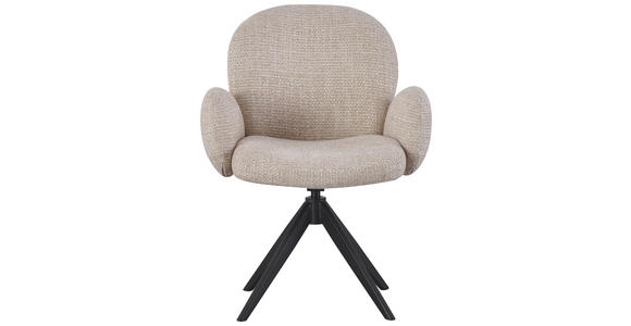 ARMLEHNSTUHL in Eisen Webstoff - Taupe/Schwarz, Design, Textil/Metall (63/87/65cm) - Novel